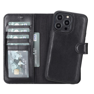 Carter iPhone 14 Plus Detachable Wallet Case, Rustic Black - Bouletta