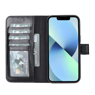 Carter iPhone 14 Pro Detachable Wallet Case, Rustic Black - Bouletta