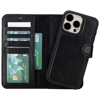 Carter iPhone 15 Detachable Wallet Case, Rustic Black - Bouletta