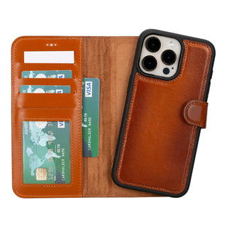 Carter iPhone 15 Detachable Wallet Case, Rustic Tan - Bouletta