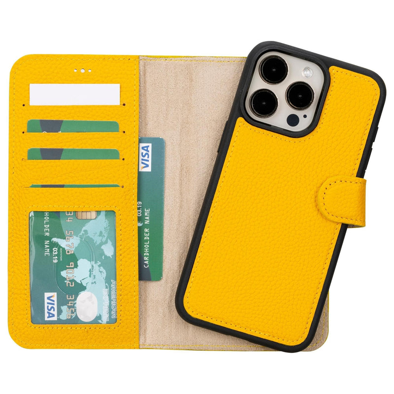 Carter Detachable Leather iPhone 15 Pro Max Wallet Case, Floater Yellow - BlackBrook Case