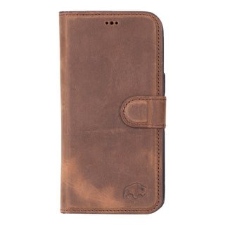 Carter iPhone 15 Pro Max Wallet Case, Distressed Coffee - BlackBrook Case