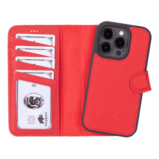 Carter iPhone 15 Pro Wallet Case, Pebble Red - BlackBrook Case