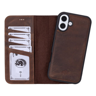 Carter iPhone 16 Plus Wallet Case, Distressed Coffee - BlackBrook Case