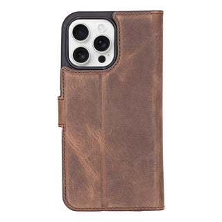 Carter iPhone 16 Pro Max Wallet Case, Distressed Coffee - BlackBrook Case