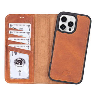 Carter iPhone 16 Pro Max Wallet Case, Golden Brown - BlackBrook Case