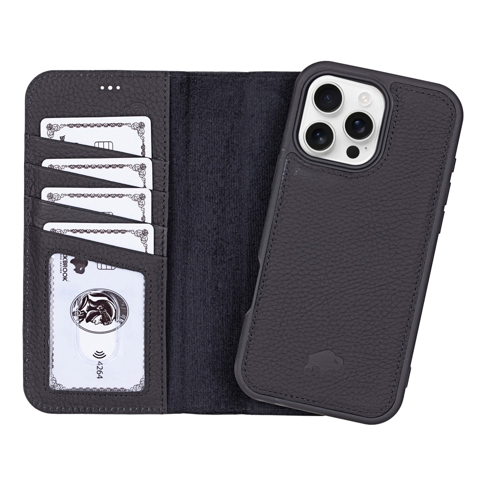 Carter 2-in-1 Leather Detachable Wallet Case for iPhone 16 Pro Max RFID, Kickstand, MagSafe | BlackBrook Carter 2-in-1 Leather Detachable Wallet Case for iPhone 16 Pro Max RFID, Kickstand, MagSafe | BlackBrook