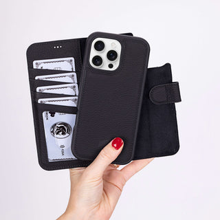 Carter iPhone 16 Pro Wallet Case, Pebble Black - BlackBrook Case