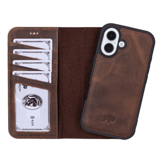 Carter iPhone 16 Wallet Case, Distressed Coffee - BlackBrook Case