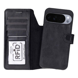 Carter Leather Pixel 10 / 10 Pro Detachable Wallet Case, Rustic Black - BlackBrook Case