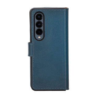 Carter Leather Samsung Galaxy Z Fold 4 Wallet Case, Blue - Bouletta