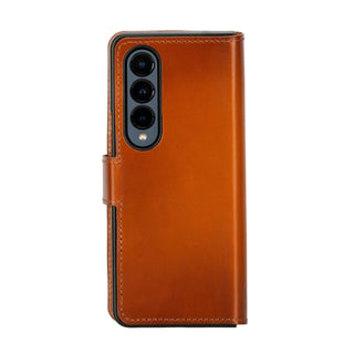 Carter Leather Samsung Galaxy Z Fold 4 Wallet Case, Rustic Tan - Bouletta