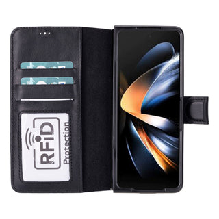 Carter Leather Samsung Galaxy Z Fold 5 Wallet Case, Rustic Black - Bouletta