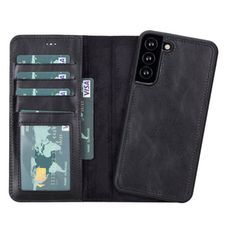 Carter Leather Samsung S23 Plus Detachable Wallet Case, Rustic Black - BlackBrook Case