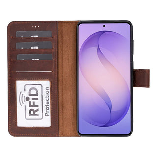Carter Leather Samsung S26 Detachable Wallet Case, Saddle Brown - BlackBrook Case