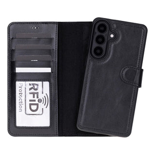 Carter Leather Samsung S26 Plus Detachable Wallet Case, Rustic Black - BlackBrook Case