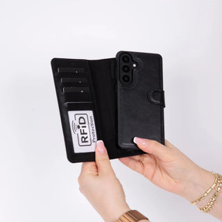 Carter Leather Samsung S26 Plus Detachable Wallet Case, Rustic Black - BlackBrook Case