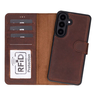 Carter Leather Samsung S26 Plus Detachable Wallet Case, Saddle Brown - BlackBrook Case