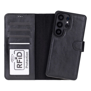 Carter Leather Samsung S26 Ultra Detachable Wallet Case, Rustic Black - BlackBrook Case