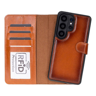 Carter Leather Samsung S26 Ultra Detachable Wallet Case, Rustic Tan - BlackBrook Case