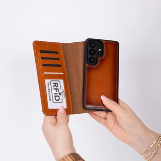 Carter Leather Samsung S26 Ultra Detachable Wallet Case, Rustic Tan - BlackBrook Case