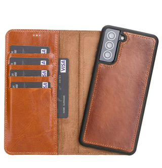 Carter Samsung Galaxy S21 Detachable Wallet Case, Rustic Tan - Bouletta