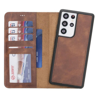 Carter Samsung Galaxy S21 Ultra Detachable Wallet Case, Antique Brown - Bouletta