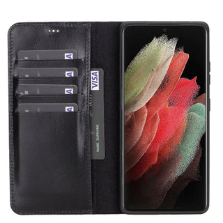 Carter Samsung Galaxy S21 Ultra Detachable Wallet Case, Rustic Black - Bouletta