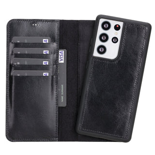 Carter Samsung Galaxy S21 Ultra Detachable Wallet Case, Rustic Black - Bouletta