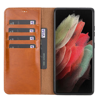 Carter Samsung Galaxy S21 Ultra Detachable Wallet Case, Rustic Tan - Bouletta