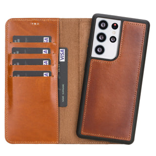 Carter Samsung Galaxy S21 Ultra Detachable Wallet Case, Rustic Tan - Bouletta