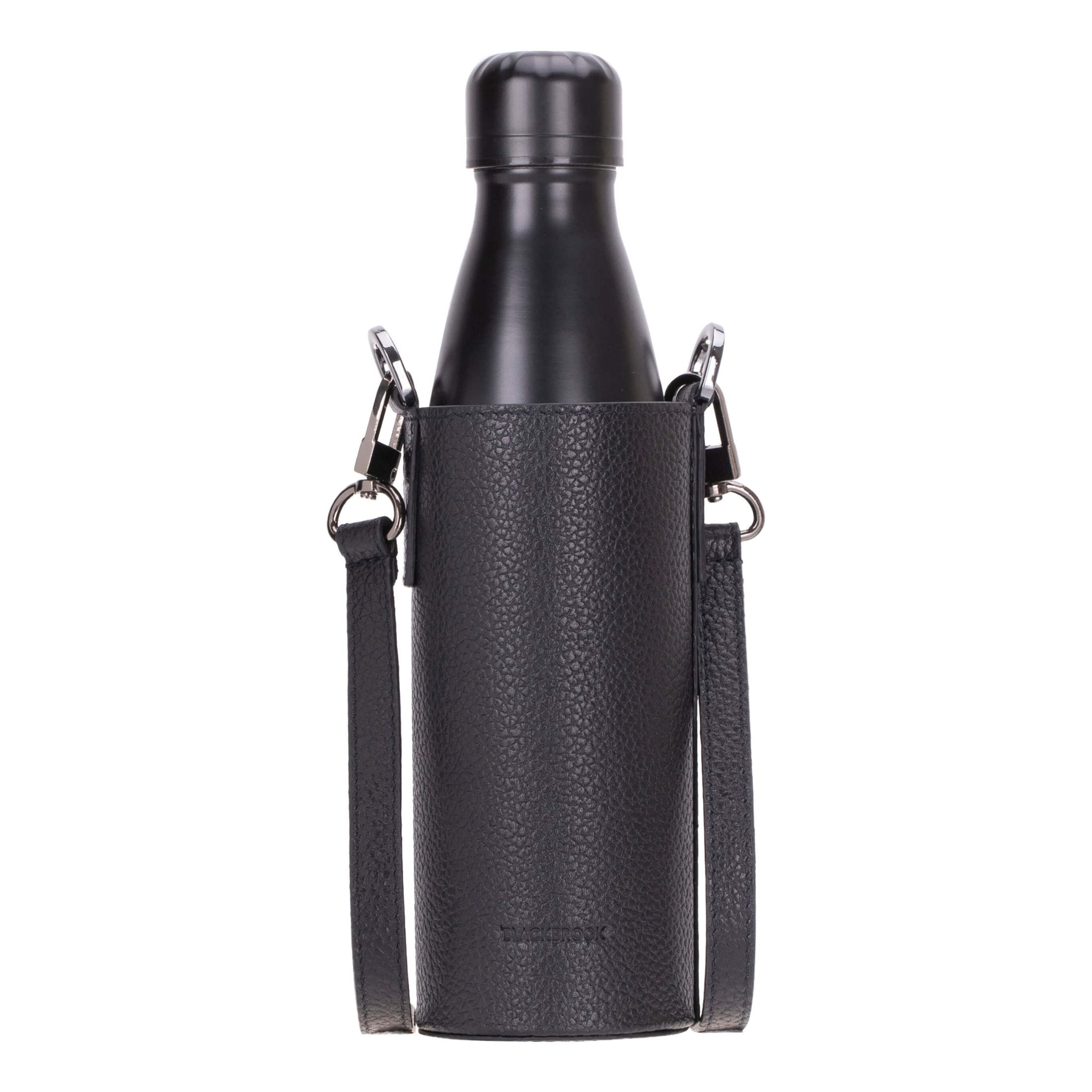 black leather backpack with water bottle holder Full‑Grain Leather Crossbody Water Bottle Holder – Travel Essentials