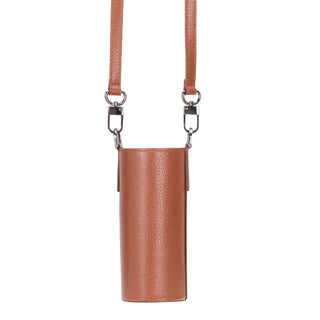 Castaway Full‑Grain Leather Crossbody Water Bottle Holder, Brown - BlackBrook Case