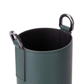 Castaway Full‑Grain Leather Crossbody Water Bottle Holder, Green - BlackBrook Case
