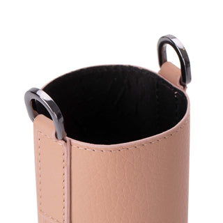 Castaway Full‑Grain Leather Crossbody Water Bottle Holder, Pink - BlackBrook Case