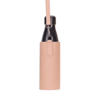 Castaway Full‑Grain Leather Crossbody Water Bottle Holder, Pink - BlackBrook Case