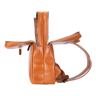 Castle Full-Grain Leather Laptop Backpack 16", Burnished Tan - BlackBrook Case