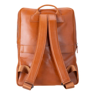 Castle Full-Grain Leather Laptop Backpack 16", Burnished Tan - BlackBrook Case