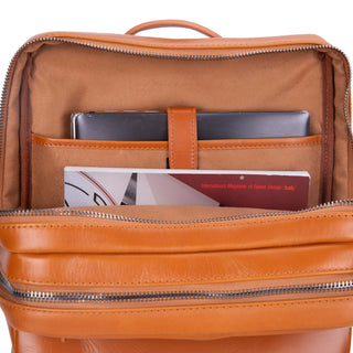 Castle Full-Grain Leather Laptop Backpack 16", Burnished Tan - BlackBrook Case