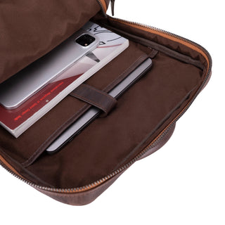 Castle Full - Grain Leather Laptop Backpack 16", Dark Brown - BlackBrook Case