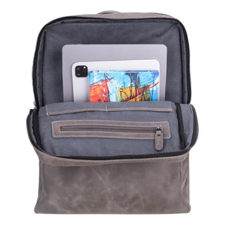 Castle Full - Grain Leather Laptop Backpack 16", Gray - BlackBrook Case