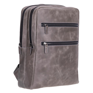 Castle Full - Grain Leather Laptop Backpack 16", Gray - BlackBrook Case