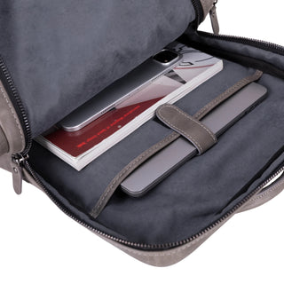 Castle Full - Grain Leather Laptop Backpack 16", Gray - BlackBrook Case