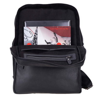 Castle Full - Grain Leather Laptop Backpack 16", Pebble Black - BlackBrook Case