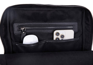 Castle Full-Grain Leather Laptop Backpack 16", Pebble Black - BlackBrook Case