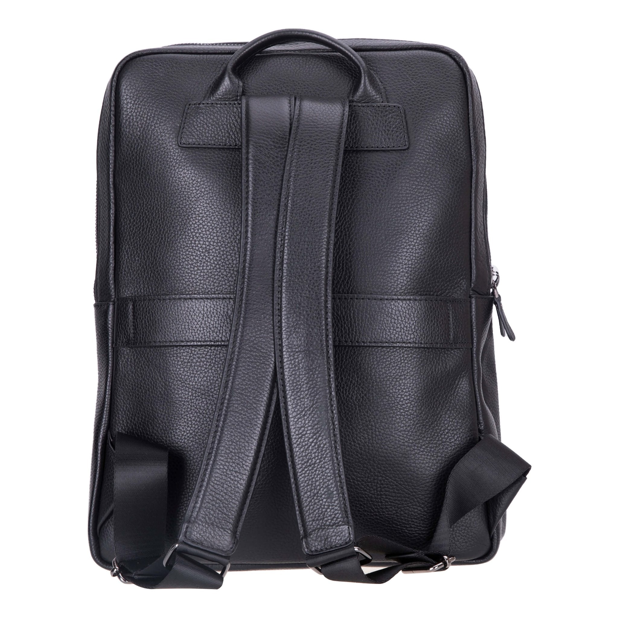 black grain leather backpack Castle Leather Backpack – Full‑Grain Leather, Pebble Black