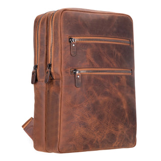 Castle Full - Grain Leather Laptop Backpack 16", Saddle Brown - BlackBrook Case