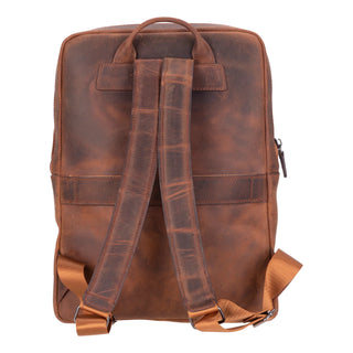 Castle Full - Grain Leather Laptop Backpack 16", Saddle Brown - BlackBrook Case