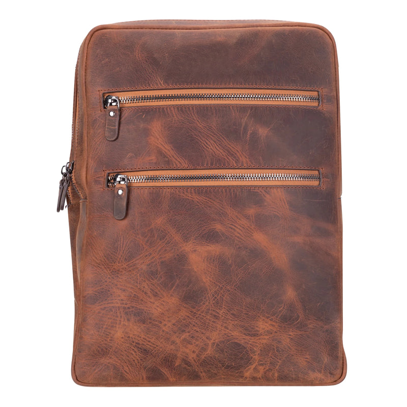 Castle Full - Grain Leather Laptop Backpack 16", Saddle Brown - BlackBrook Case