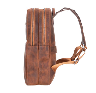 Castle Full - Grain Leather Laptop Backpack 16", Saddle Brown - BlackBrook Case